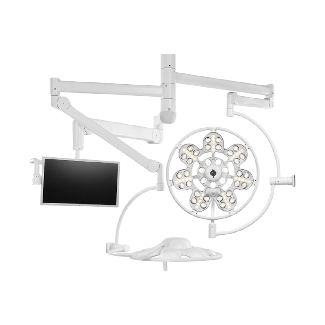 Светильник операционный ЭМАЛЕД 500/500/X потолочный двухкупольный с дополнительной консолью для монитора